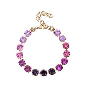 Multicolour Crystal Tennis Bracelet 8mm – Gold Tone – Adjustable